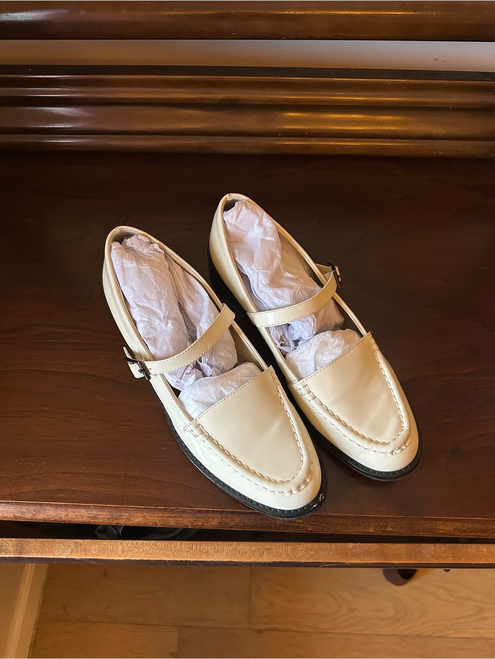 INTENTIONALLY BLANK Cream Mary Jane Loafers